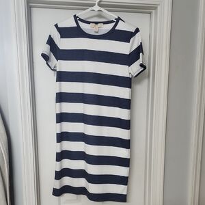 MICHAEL Michael Kors Striped Navy and White Mini Dress